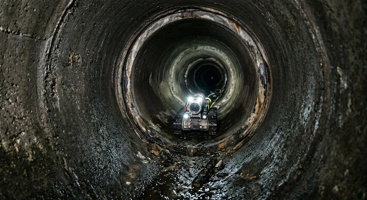 Robotic sewer camera inspecting pipe interior for Drain Snake Service in Mahwah
